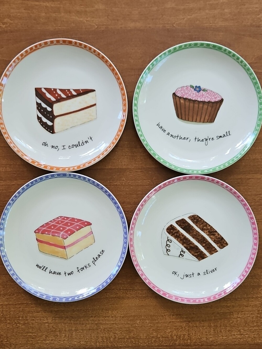 Dessert Plates, Excuses, Set Of 4